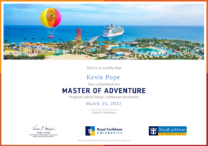 Royal Caribbean Masters Certificate